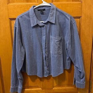Forever 21 Blue Corduroy cropped Button Down Shirt